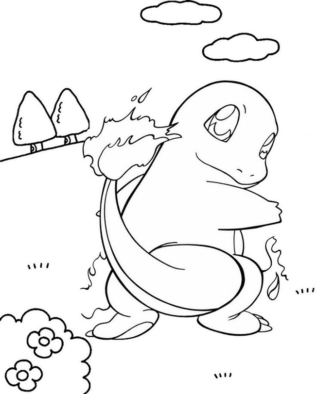 Tranh tô màu Pokemon Charizard cute 2