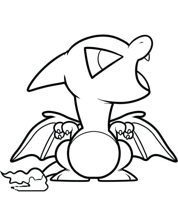 Tranh tô màu Pokemon Charizard cute 4