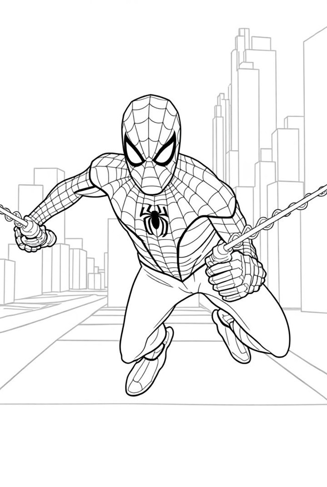 Tranh tô màu siêu nhân người nhện spiderman 8