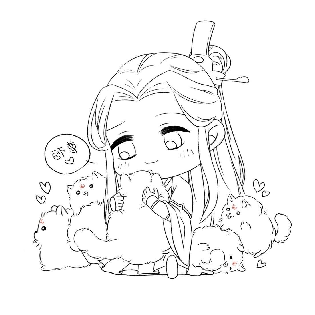 Tranh tô màu anime cổ trang 5
