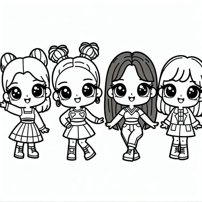 Tranh tô màu Blackpink chibi cute 1