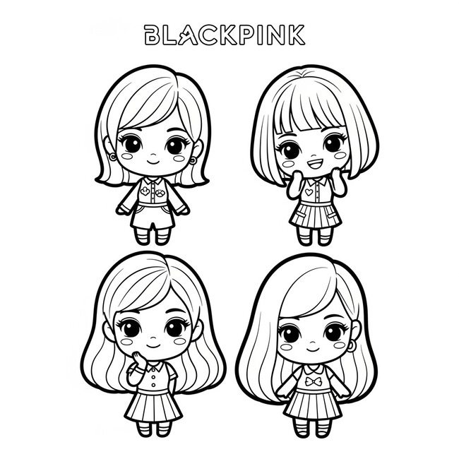 Tranh tô màu Blackpink chibi cute 3
