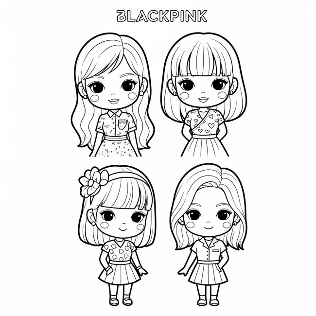 Tranh tô màu Blackpink chibi cute 4