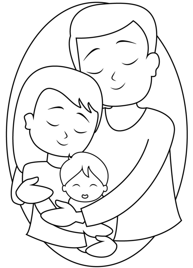 Tranh tô màu gia đình cho bé mầm non đơn giản đầy ý nghĩa