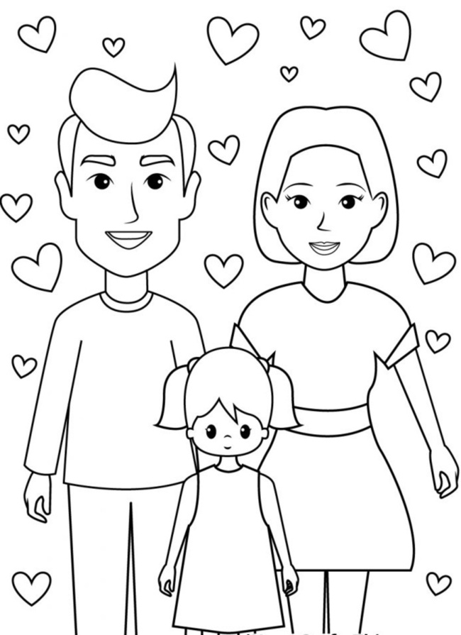 Tranh tô màu gia đình cho bé mầm non đơn giản đầy ý nghĩa 3