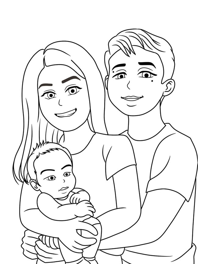 Tranh tô màu chân dung bố mẹ 4