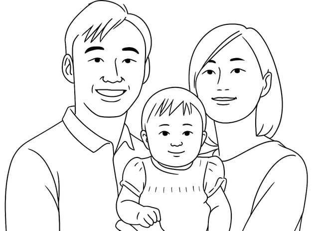 Tranh tô màu chân dung bố mẹ 6