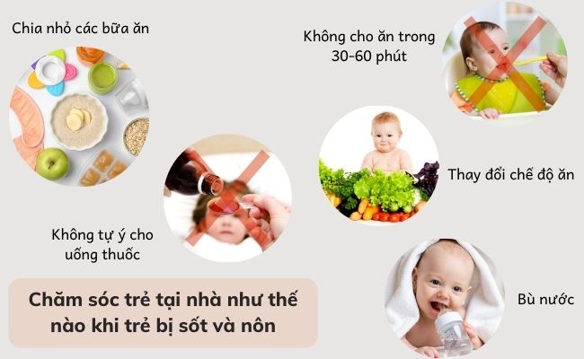 Chăm sóc trẻ tại nhà khi trẻ bị sốt và nôn nhẹ