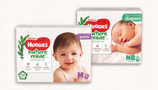 Tã Huggies cao cấp Platinum Naturemade có bề mặt Naturesoft siêu êm mềm từ các sợi tự nhiên nhập khẩu 100%