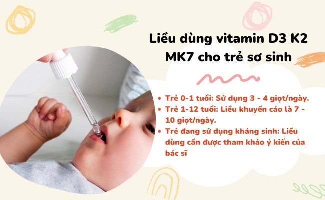 Liều dùng Vitamin D3 K2 MK7 cho trẻ sơ sinh