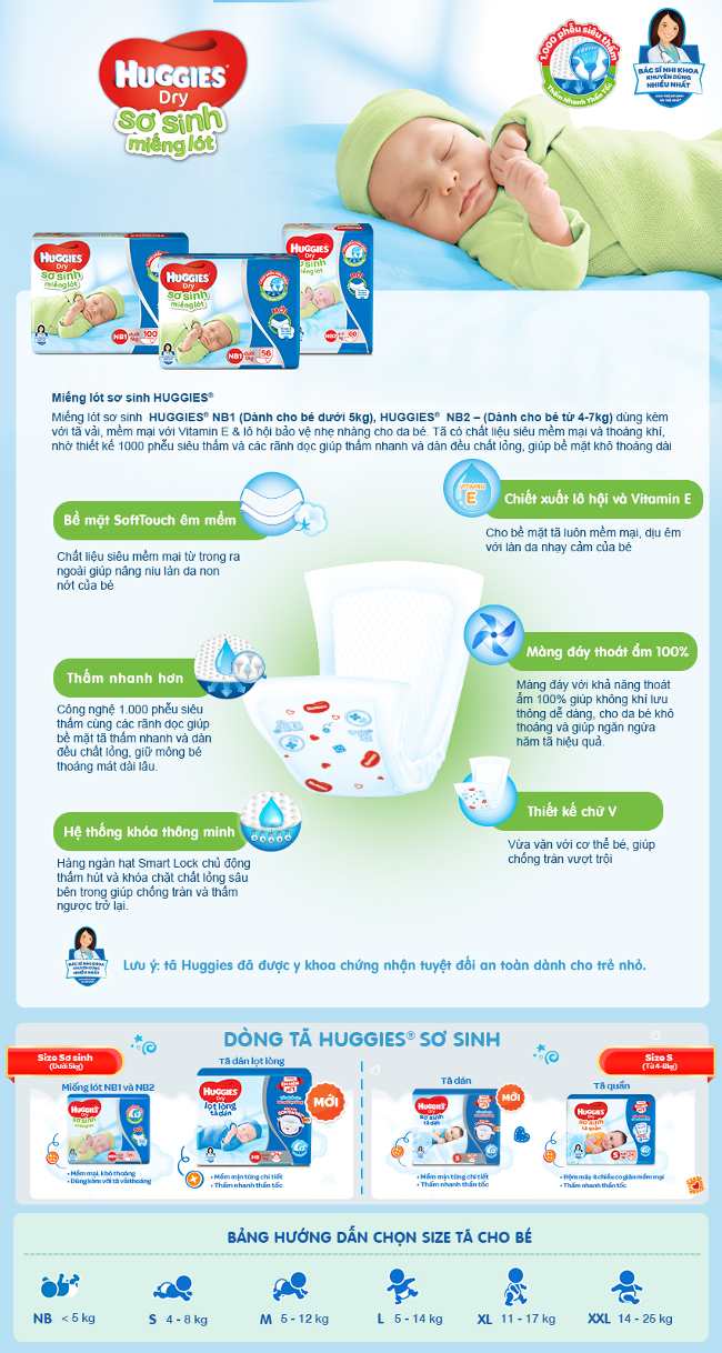 miếng lót sơ sinh Huggies