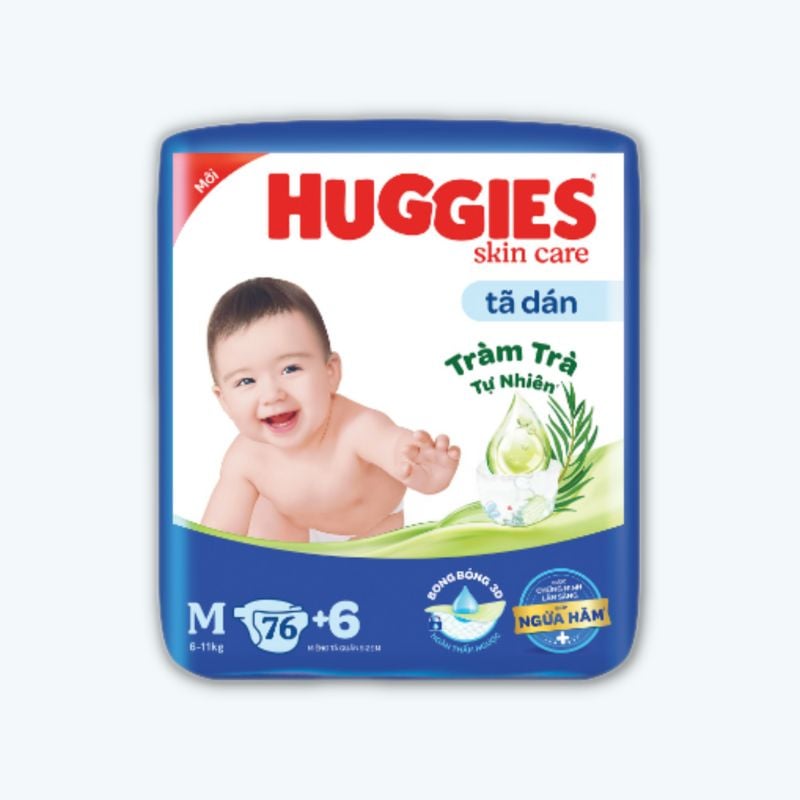 Tã dán Huggies Skin care tràm trà size M