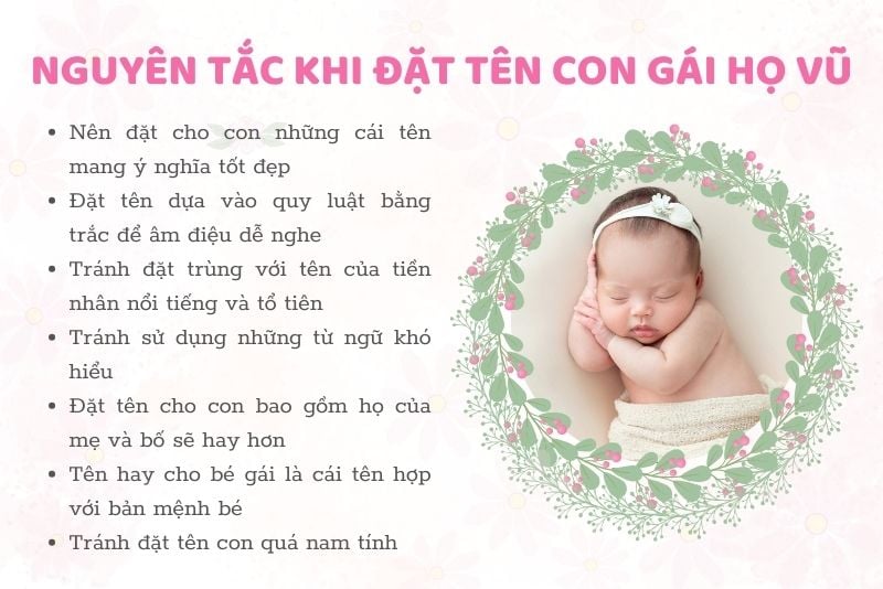 Nguyên tắc khi đặt tên con gái họ Vũ