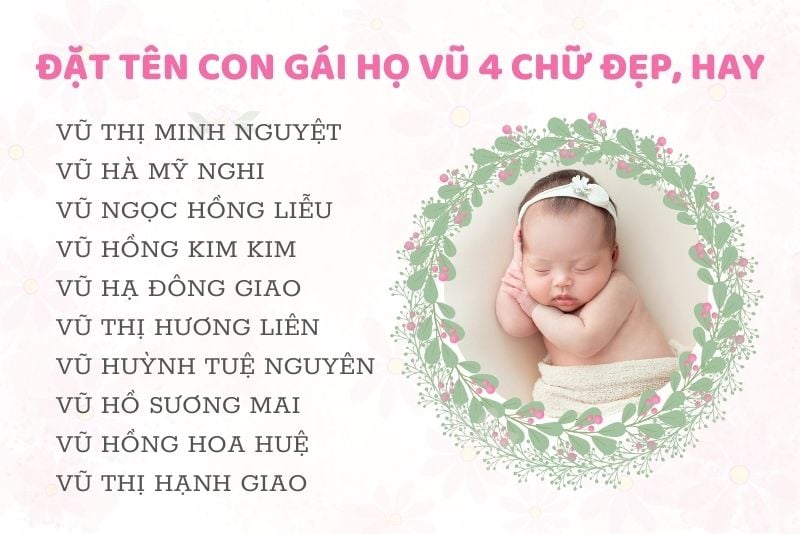 Đặt tên con gái họ Vũ 4 chữ