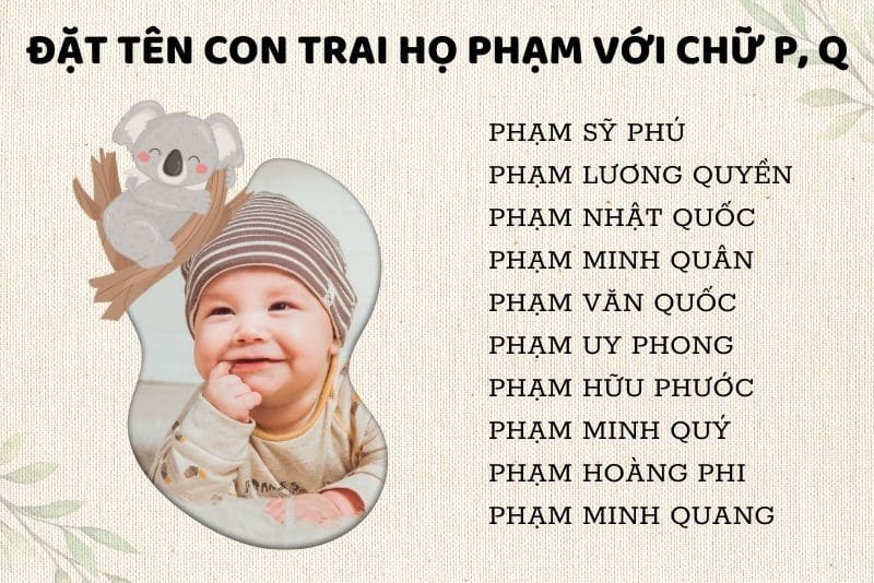 Tên con trai họ Phạm với chữ P, Q
