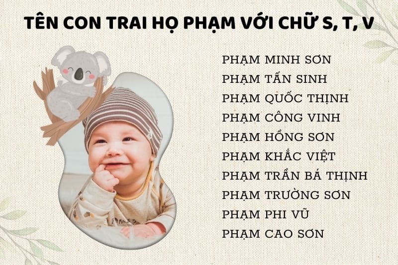 Tên con trai họ Phạm với chữu S, T, V