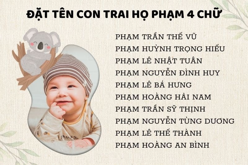 Đặt tên con trai họ Phạm 4 chữ