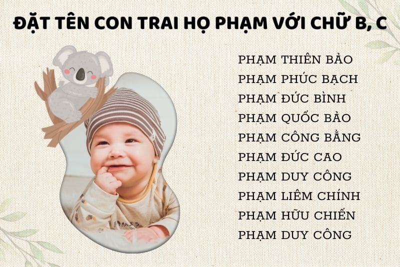 Tên con trai họ Phạm với chữ B, C