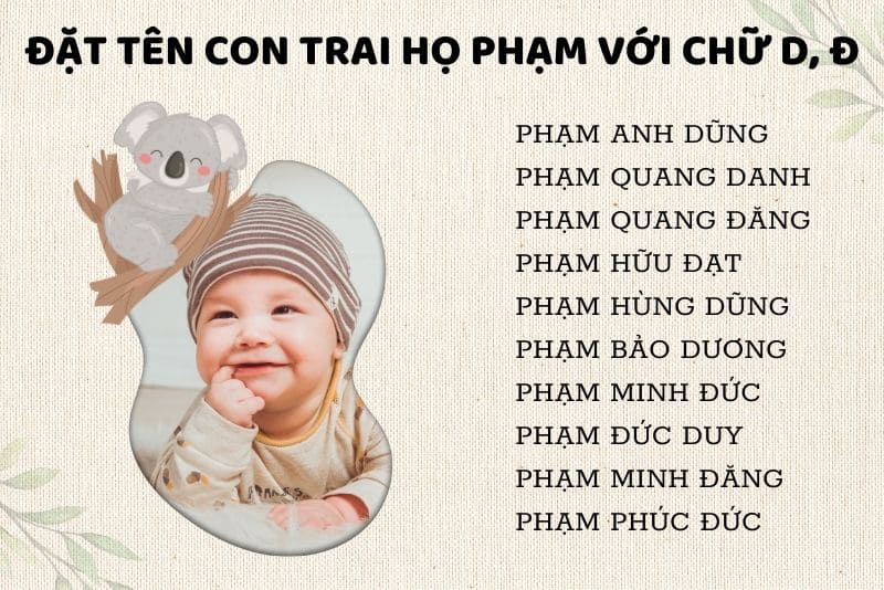 Tên con trai họ Phạm với chữ D, Đ