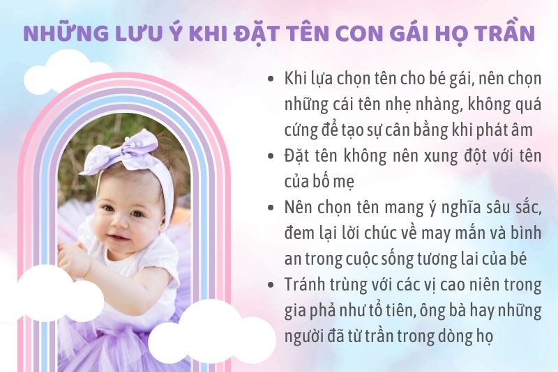 Lưu ý khi đặt tên con gái họ Trần