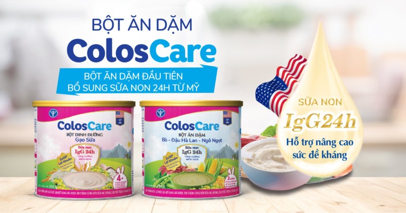 Bột ăn dặm Nutricare ColosCare có 2 loại là bột ăn dặm mặn và bột ăn dặm ngọt, cho trẻ từ 6 tháng đến 2 tuổ