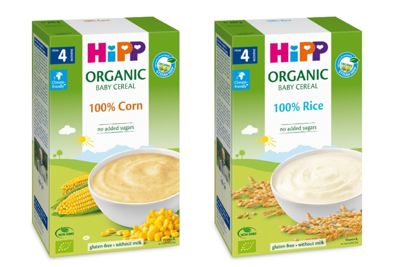 Bột ăn dặm HiPP vị bắp non và vị gạo nhũ nhi 
